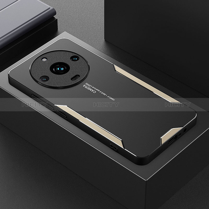 Realme 11 Pro+ Plus 5G用ケース 高級感 手触り良い アルミメタル 製の金属製 兼シリコン カバー PB1 Realme ゴールド