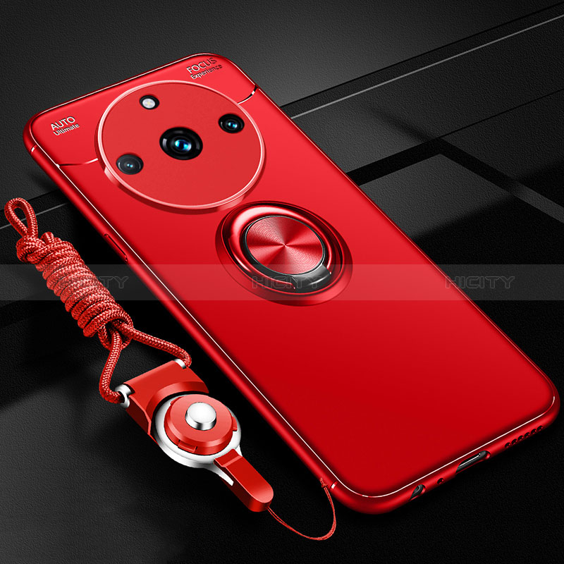Realme 11 Pro+ Plus 5G用極薄ソフトケース シリコンケース 耐衝撃 全面保護 アンド指輪 マグネット式 バンパー SD3 Realme レッド