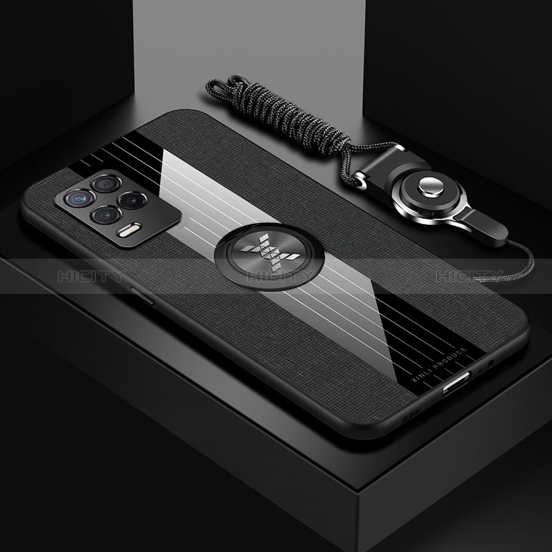 Realme 8 5G用極薄ソフトケース シリコンケース 耐衝撃 全面保護 アンド指輪 マグネット式 バンパー X03L Realme ブラック