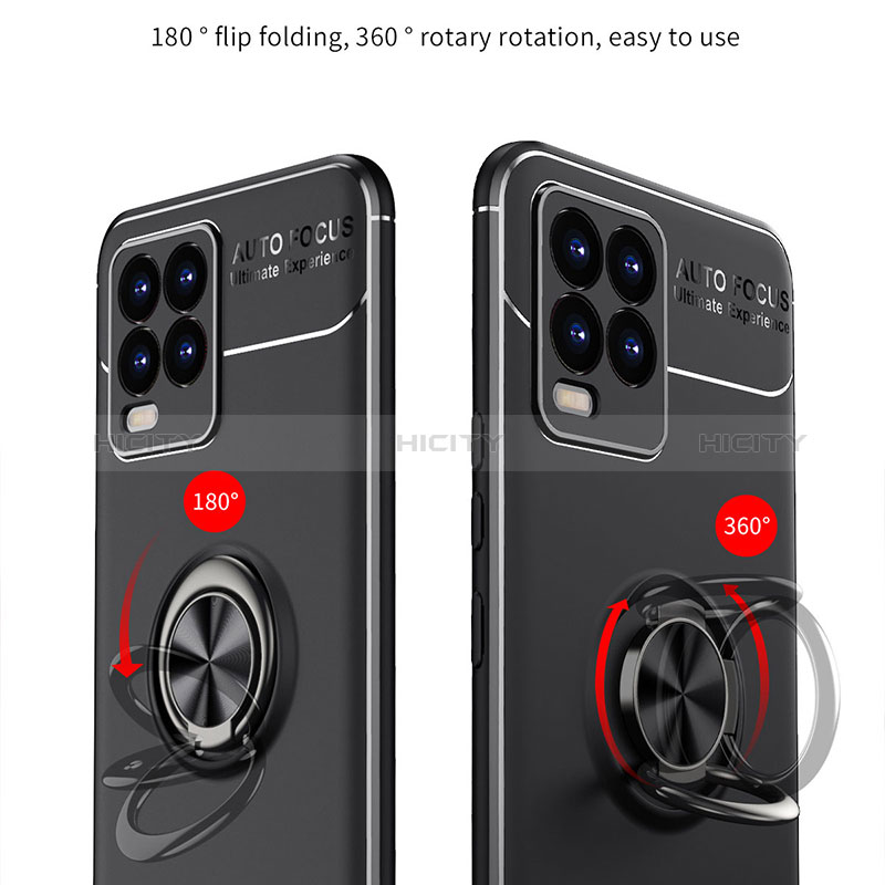 Realme 8 Pro用極薄ソフトケース シリコンケース 耐衝撃 全面保護 アンド指輪 マグネット式 バンパー SD1 Realme 
