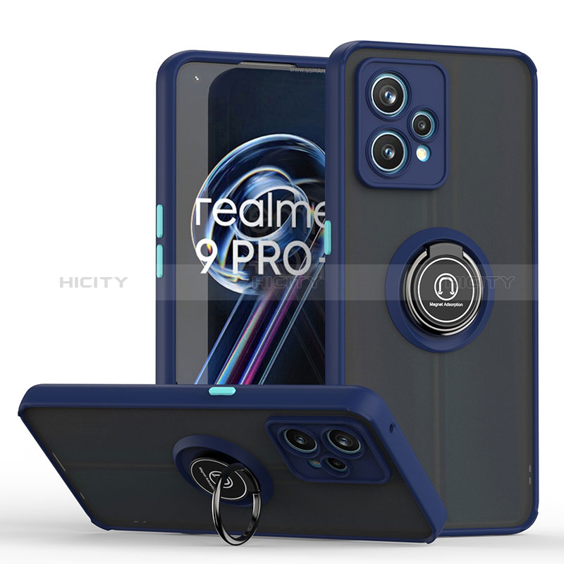 Realme 9 5G用ハイブリットバンパーケース プラスチック アンド指輪 マグネット式 QW2 Realme ネイビー