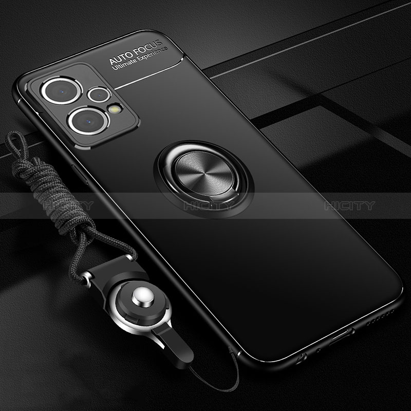 Realme 9 Pro 5G用極薄ソフトケース シリコンケース 耐衝撃 全面保護 アンド指輪 マグネット式 バンパー SD3 Realme ブラック
