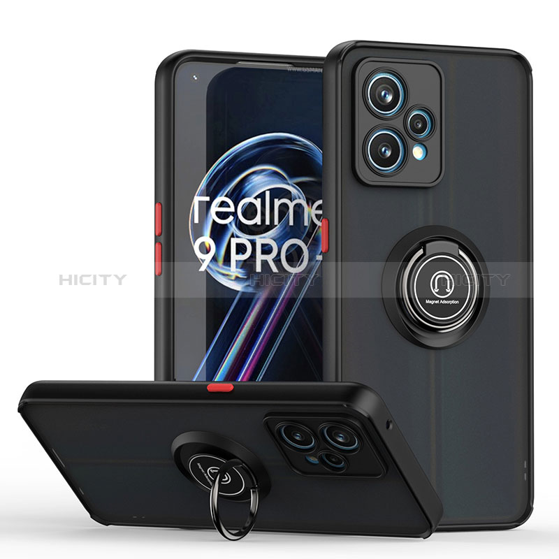 Realme 9 Pro 5G用ハイブリットバンパーケース プラスチック アンド指輪 マグネット式 QW2 Realme レッド・ブラック