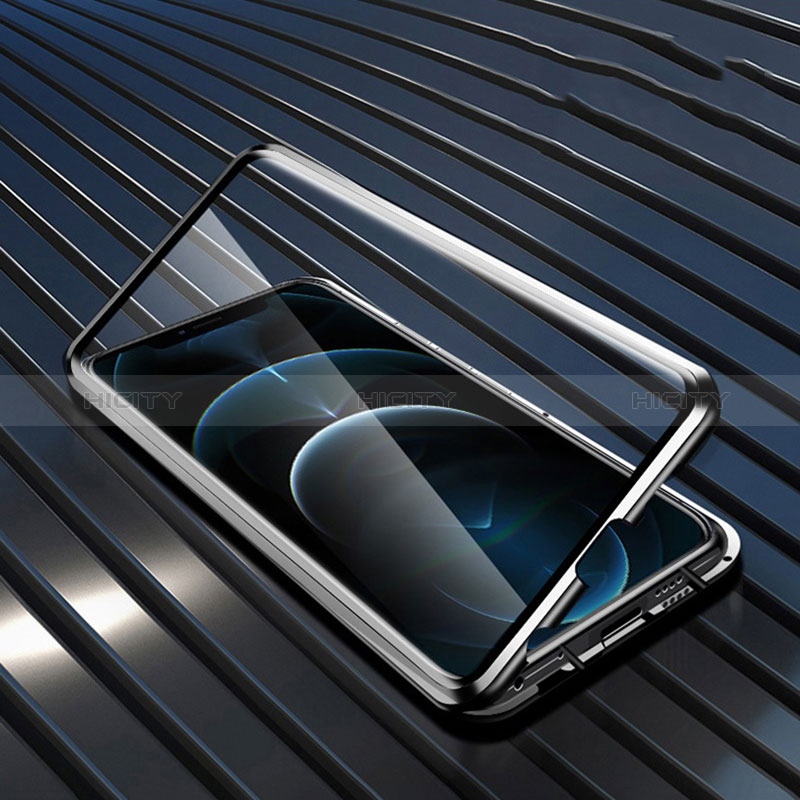 Realme 9 Pro 5G用ケース 高級感 手触り良い アルミメタル 製の金属製 360度 フルカバーバンパー 鏡面 カバー Realme ブラック