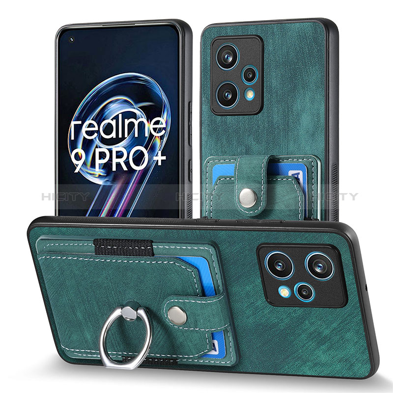 Realme 9 Pro+ Plus 5G用シリコンケース ソフトタッチラバー レザー柄 カバー SD1 Realme グリーン