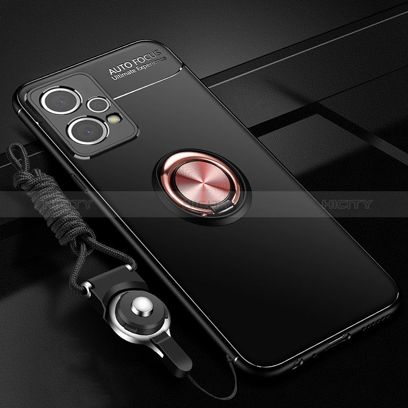 Realme 9 Pro+ Plus 5G用極薄ソフトケース シリコンケース 耐衝撃 全面保護 アンド指輪 マグネット式 バンパー SD3 Realme ゴールド・ブラック