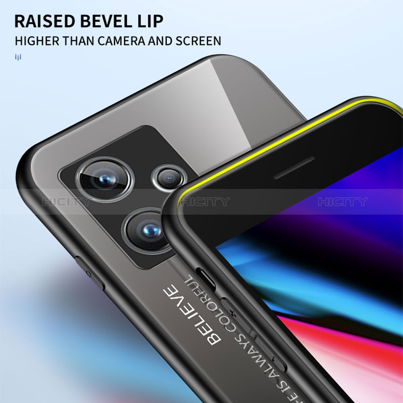 Realme 9 Pro+ Plus 5G用ハイブリットバンパーケース プラスチック 鏡面 虹 グラデーション 勾配色 カバー LS1 Realme 