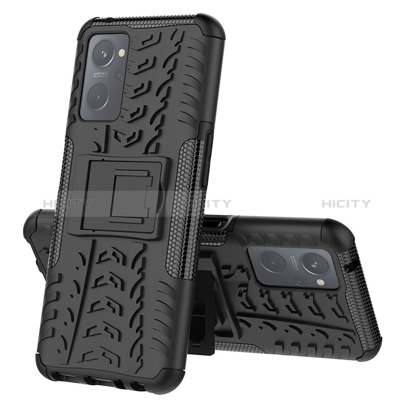 Realme 9i 4G用ハイブリットバンパーケース スタンド プラスチック 兼シリコーン カバー JX2 Realme ブラック