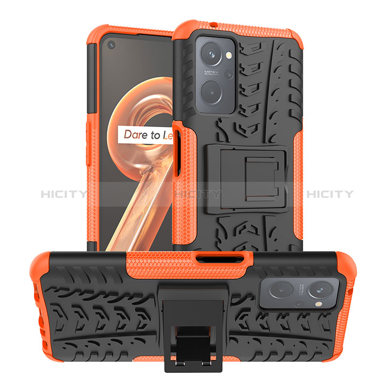 Realme 9i 4G用ハイブリットバンパーケース スタンド プラスチック 兼シリコーン カバー JX1 Realme オレンジ
