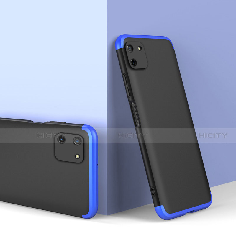 Realme C11用ハードケース プラスチック 質感もマット 前面と背面 360度 フルカバー Realme ネイビー・ブラック