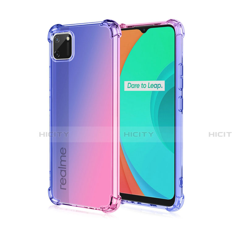 Realme C11用極薄ソフトケース グラデーション 勾配色 クリア透明 G01 Realme ネイビー