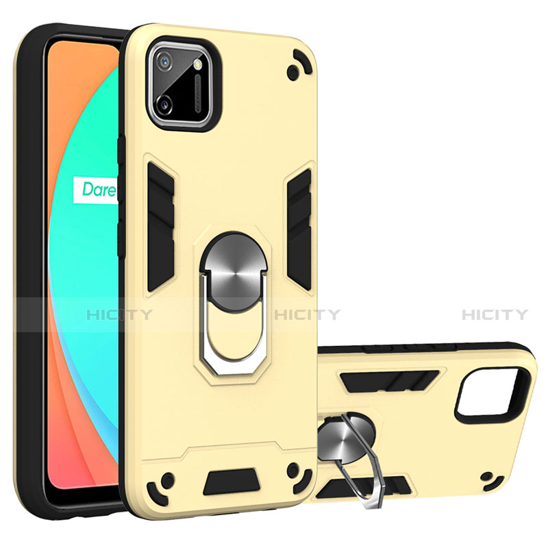 Realme C11用ハイブリットバンパーケース プラスチック アンド指輪 マグネット式 S02 Realme 