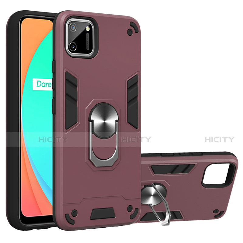 Realme C11用ハイブリットバンパーケース プラスチック アンド指輪 マグネット式 S02 Realme 