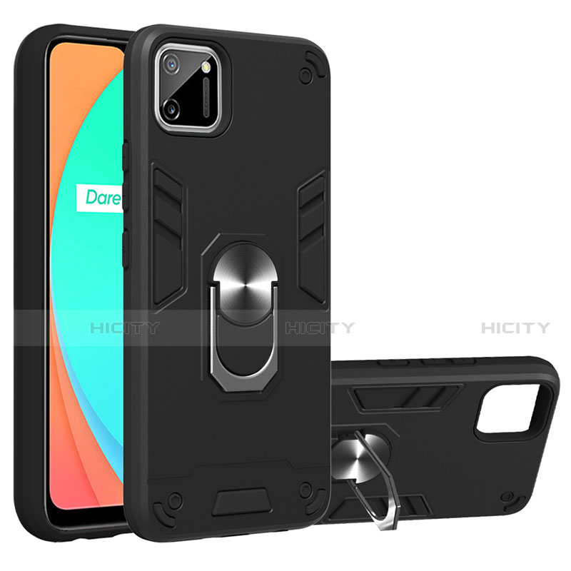 Realme C11用ハイブリットバンパーケース プラスチック アンド指輪 マグネット式 S02 Realme 