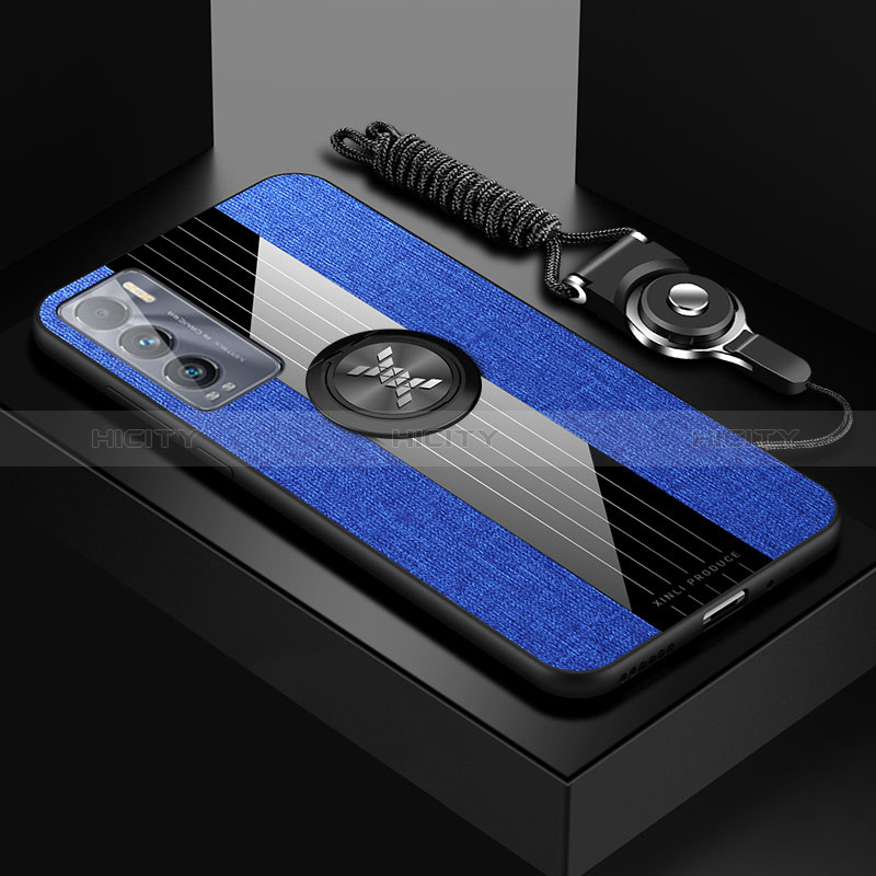 Realme GT Master Explorer 5G用極薄ソフトケース シリコンケース 耐衝撃 全面保護 アンド指輪 マグネット式 バンパー X03L Realme ネイビー