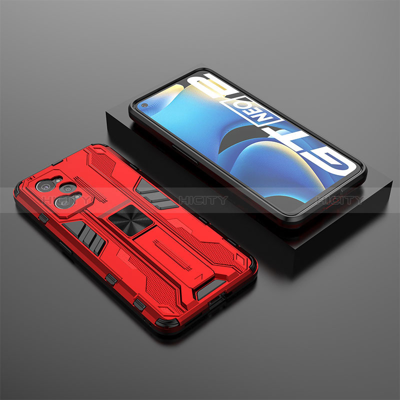 Realme GT Neo 3T 5G用ハイブリットバンパーケース スタンド プラスチック 兼シリコーン カバー マグネット式 KC2 Realme 
