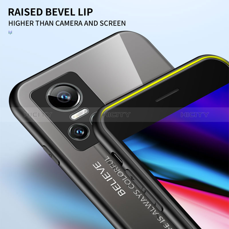Realme GT Neo3 5G用ハイブリットバンパーケース プラスチック 鏡面 虹 グラデーション 勾配色 カバー LS1 Realme 
