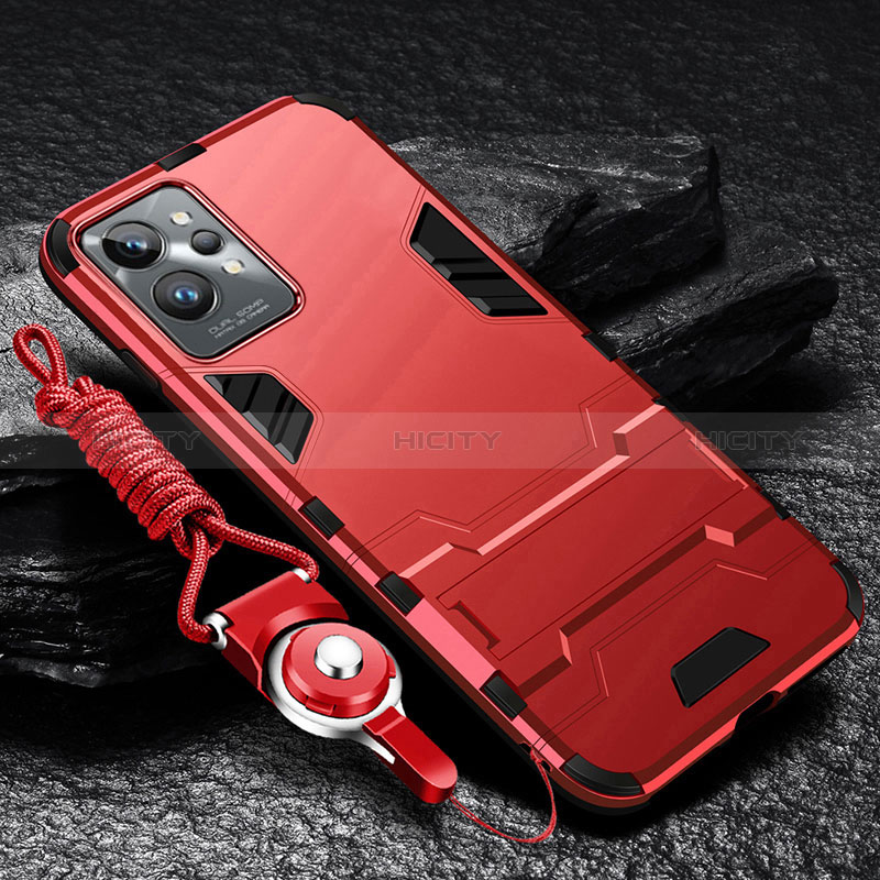 Realme GT2 Pro 5G用ハイブリットバンパーケース スタンド プラスチック 兼シリコーン カバー R01 Realme レッド