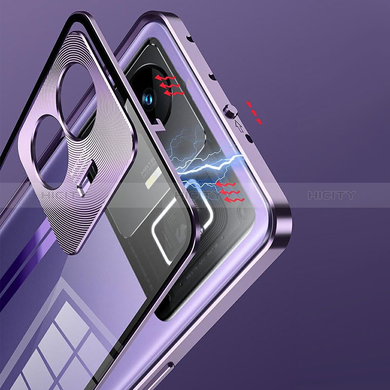 Realme GT3 5G用ケース 高級感 手触り良い アルミメタル 製の金属製 360度 フルカバーバンパー 鏡面 カバー Realme 