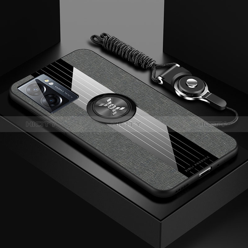 Realme Narzo 50 5G用極薄ソフトケース シリコンケース 耐衝撃 全面保護 アンド指輪 マグネット式 バンパー X03L Realme グレー
