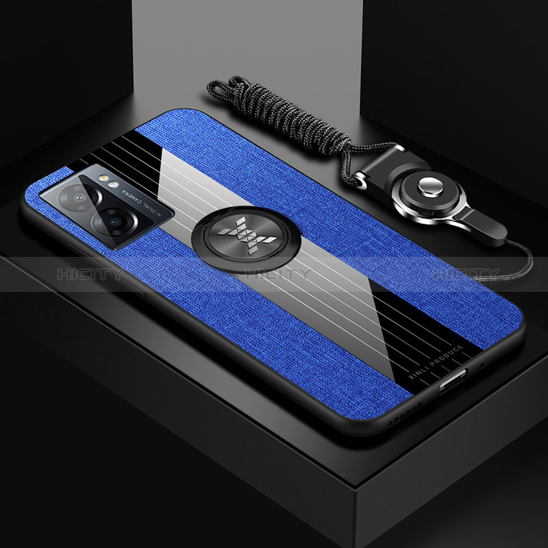 Realme Narzo 50 5G用極薄ソフトケース シリコンケース 耐衝撃 全面保護 アンド指輪 マグネット式 バンパー X03L Realme ネイビー