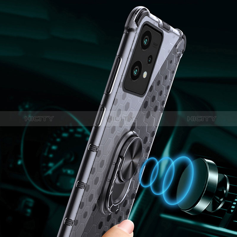 Realme Q5 5G用360度 フルカバーハイブリットバンパーケース クリア透明 プラスチック 鏡面 アンド指輪 マグネット式 AM1 Realme 