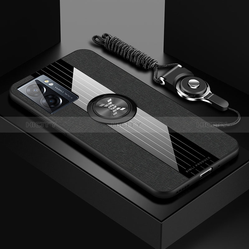 Realme V23 5G用極薄ソフトケース シリコンケース 耐衝撃 全面保護 アンド指輪 マグネット式 バンパー X03L Realme ブラック