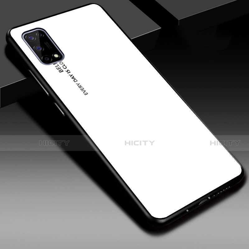 Realme V5 5G用ハイブリットバンパーケース プラスチック 鏡面 カバー Realme ホワイト