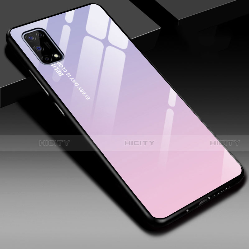 Realme V5 5G用ハイブリットバンパーケース プラスチック 鏡面 カバー Realme ピンク