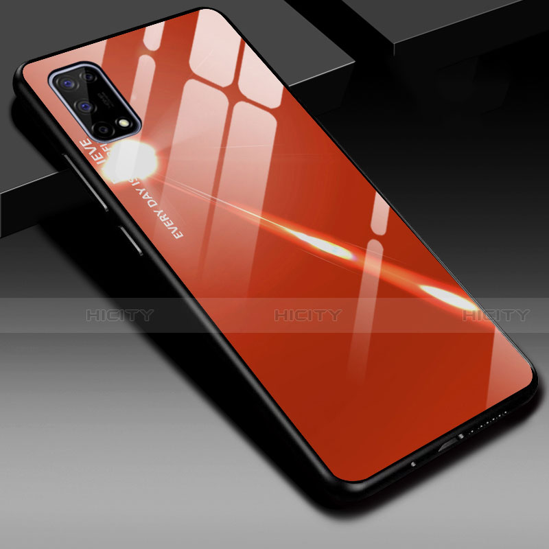 Realme V5 5G用ハイブリットバンパーケース プラスチック 鏡面 カバー Realme オレンジ