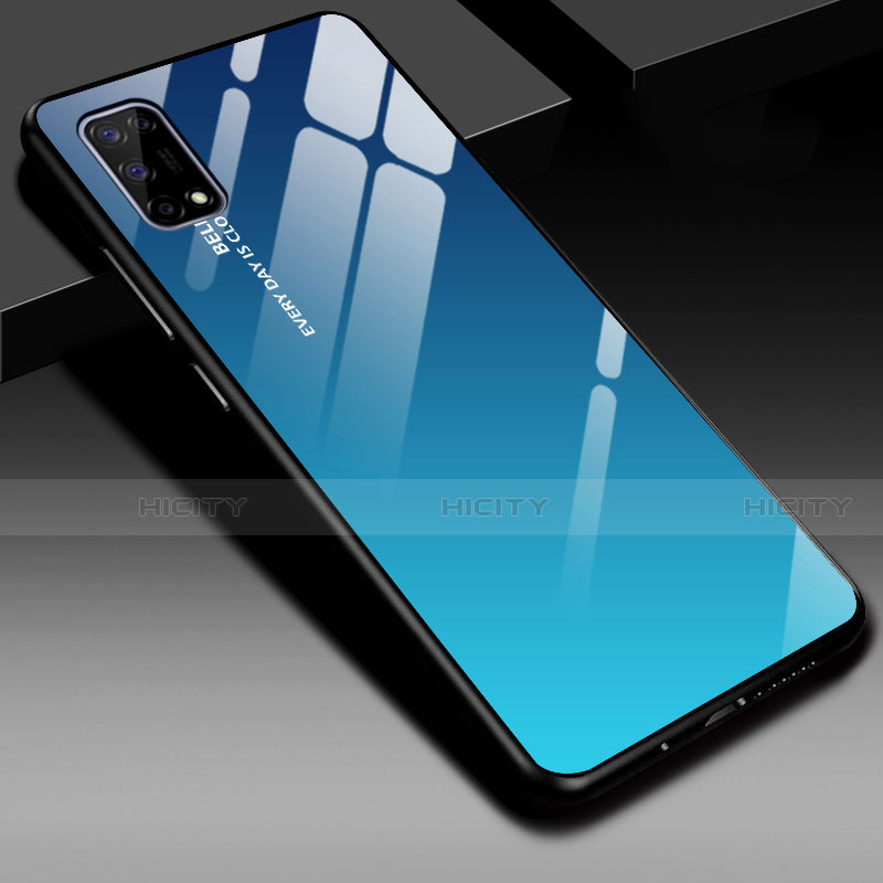 Realme V5 5G用ハイブリットバンパーケース プラスチック 鏡面 カバー Realme ネイビー