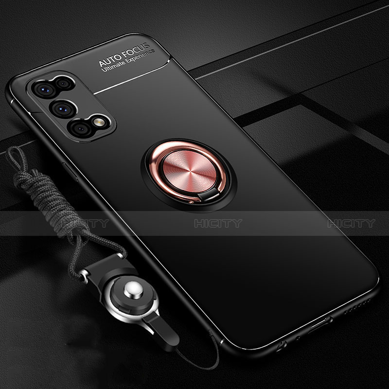 Realme V5 5G用極薄ソフトケース シリコンケース 耐衝撃 全面保護 アンド指輪 マグネット式 バンパー Realme ゴールド・ブラック