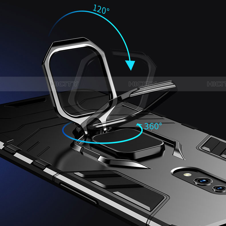 Realme X用ハイブリットバンパーケース スタンド プラスチック 兼シリコーン カバー マグネット式 Realme 