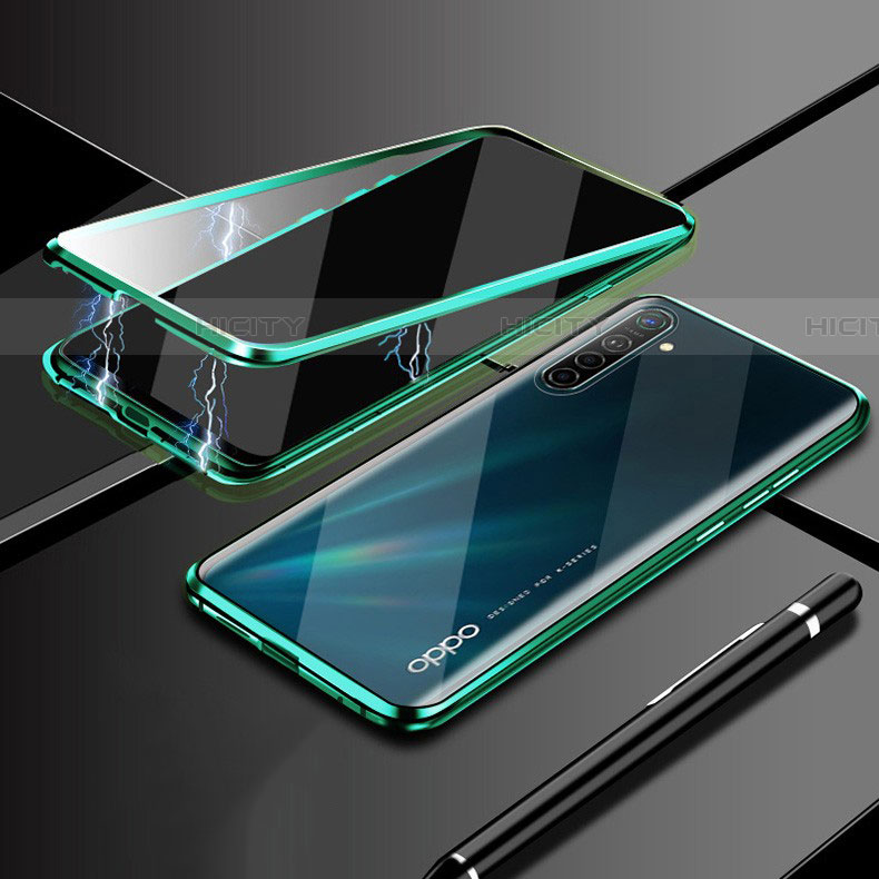 Realme X2用ケース 高級感 手触り良い アルミメタル 製の金属製 360度 フルカバーバンパー 鏡面 カバー M02 Realme グリーン