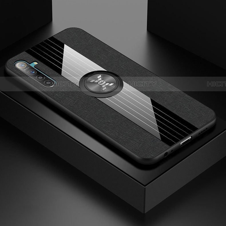 Realme X2用極薄ソフトケース シリコンケース 耐衝撃 全面保護 アンド指輪 マグネット式 バンパー Realme ブラック