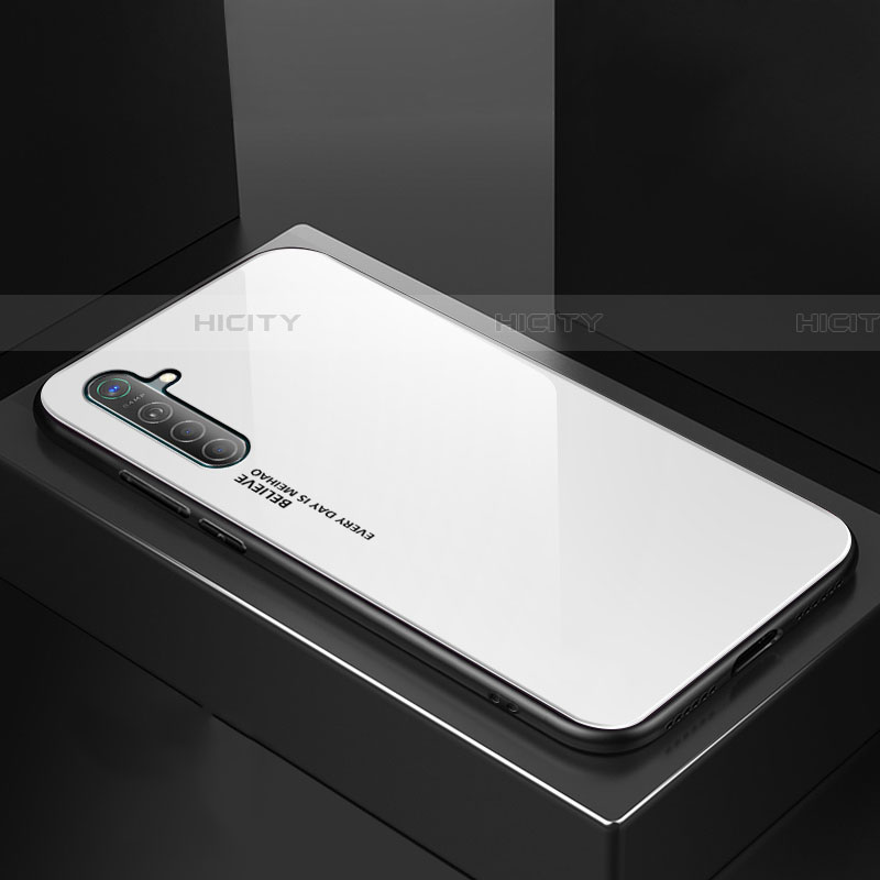 Realme X2用ハイブリットバンパーケース プラスチック 鏡面 虹 グラデーション 勾配色 カバー Realme 