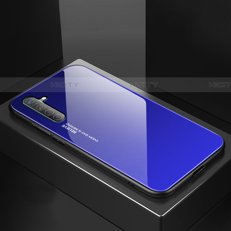 Realme X2用ハイブリットバンパーケース プラスチック 鏡面 虹 グラデーション 勾配色 カバー Realme 