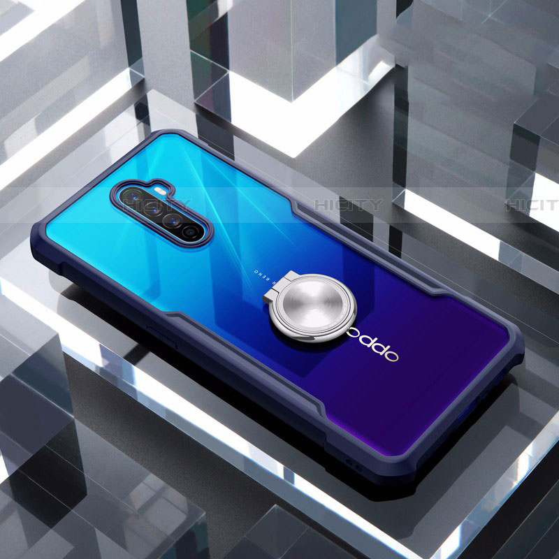 Realme X2 Pro用360度 フルカバーハイブリットバンパーケース クリア透明 プラスチック 鏡面 アンド指輪 マグネット式 Realme 