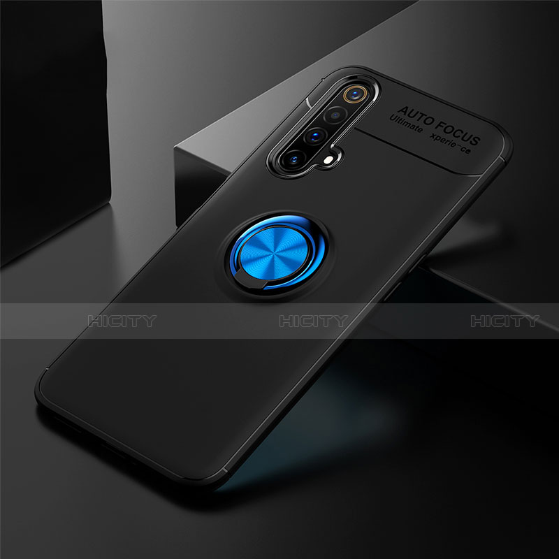 Realme X3用極薄ソフトケース シリコンケース 耐衝撃 全面保護 アンド指輪 マグネット式 バンパー Realme ネイビー・ブラック