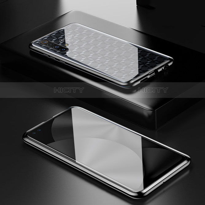 Realme X3 SuperZoom用ケース 高級感 手触り良い アルミメタル 製の金属製 360度 フルカバーバンパー 鏡面 カバー M01 Realme ブラック