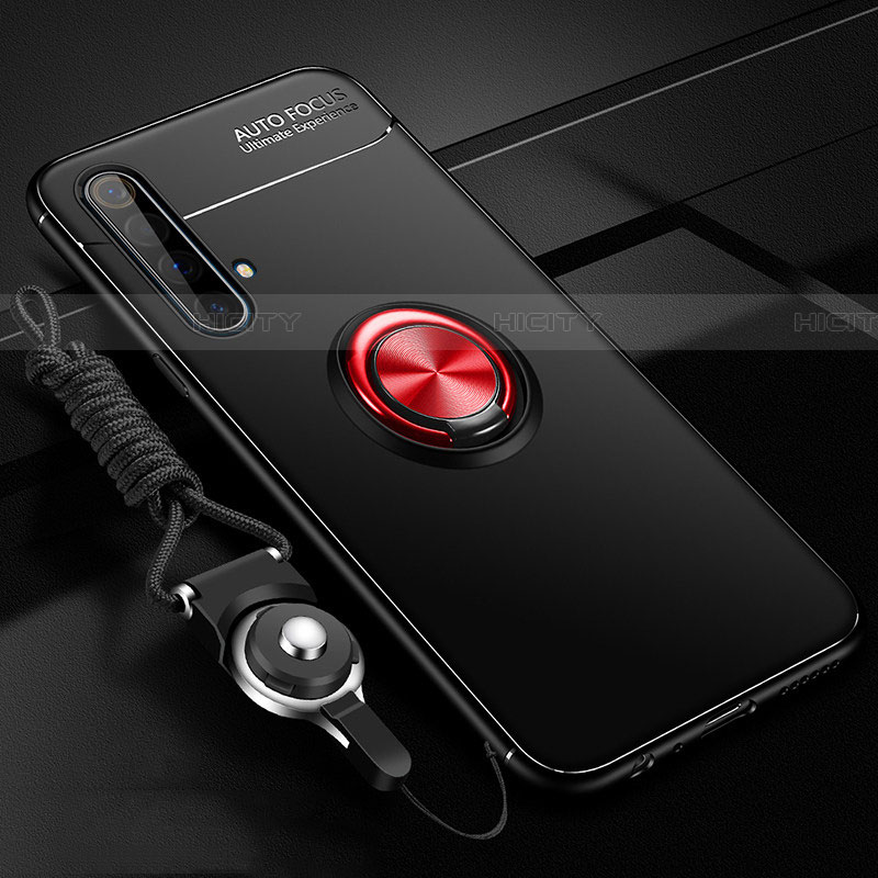 Realme X3 SuperZoom用極薄ソフトケース シリコンケース 耐衝撃 全面保護 アンド指輪 マグネット式 バンパー Realme レッド・ブラック