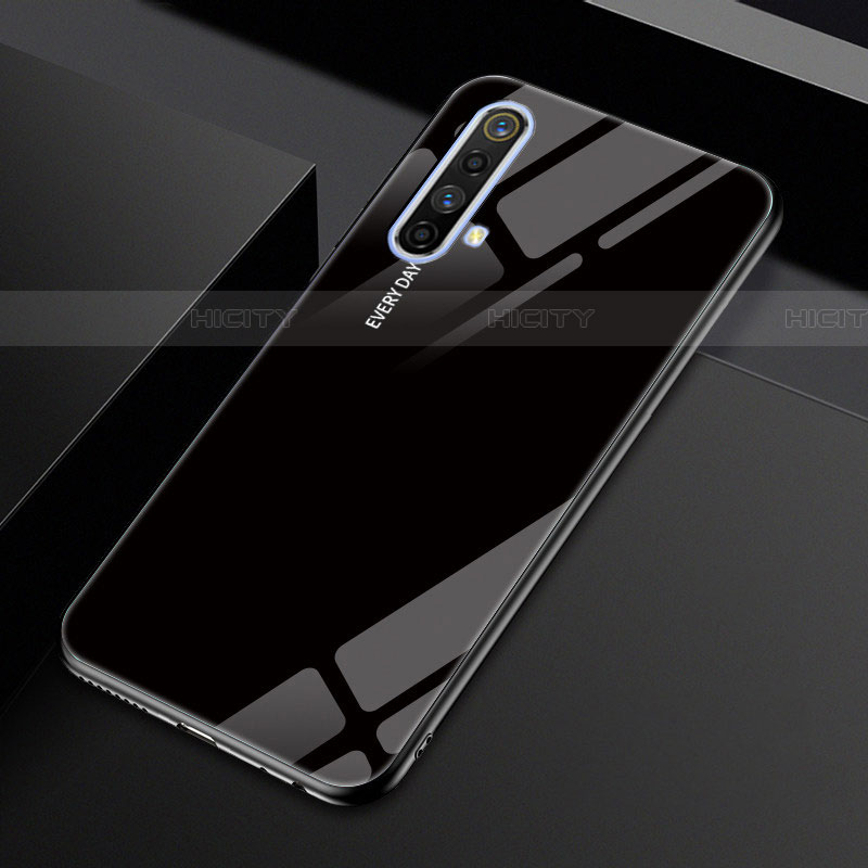 Realme X50 5G用ハイブリットバンパーケース プラスチック 鏡面 カバー Realme ブラック