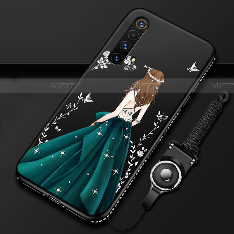 Realme X50 5G用シリコンケース ソフトタッチラバー バタフライ ドレスガール ドレス少女 カバー Realme 