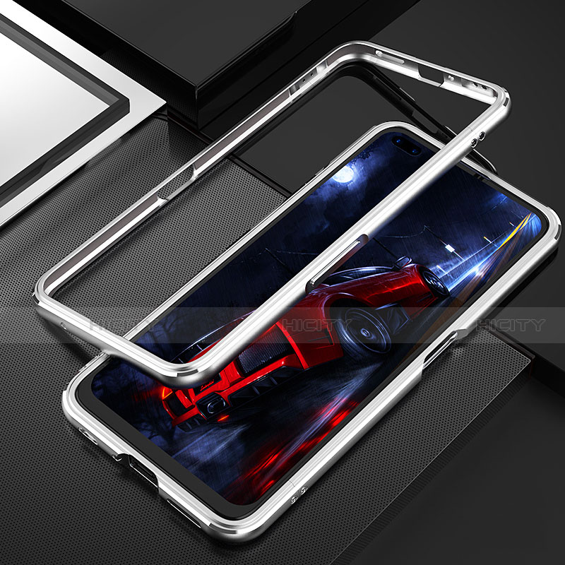 Realme X50 Pro 5G用ケース 高級感 手触り良い アルミメタル 製の金属製 バンパー カバー T01 Realme シルバー