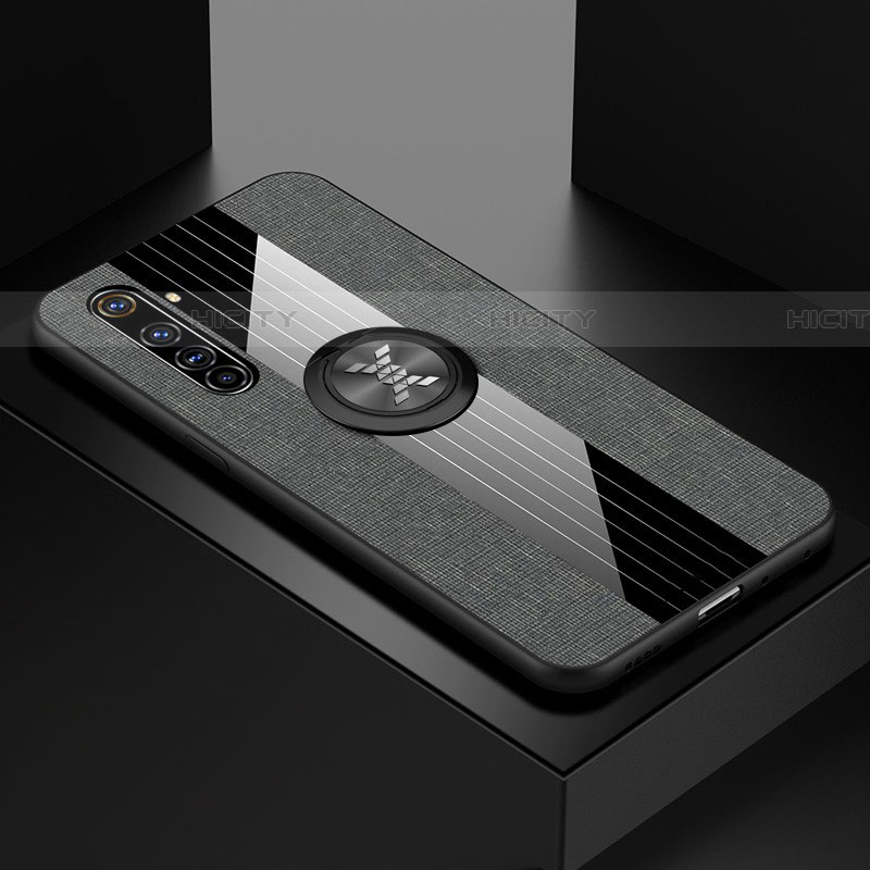 Realme X50 Pro 5G用極薄ソフトケース シリコンケース 耐衝撃 全面保護 アンド指輪 マグネット式 バンパー Realme グレー
