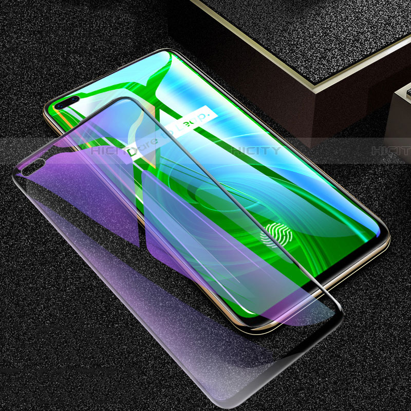Realme X50 Pro 5G用強化ガラス フル液晶保護フィルム アンチグレア ブルーライト Realme ブラック