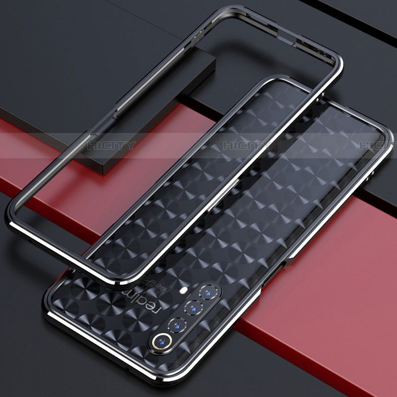 Realme X50m 5G用ケース 高級感 手触り良い アルミメタル 製の金属製 バンパー カバー Realme シルバー・ブラック