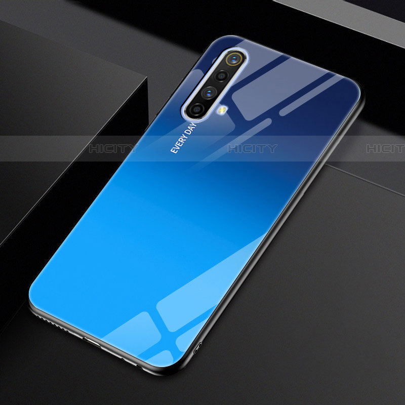 Realme X50m 5G用ハイブリットバンパーケース プラスチック 鏡面 カバー Realme ネイビー