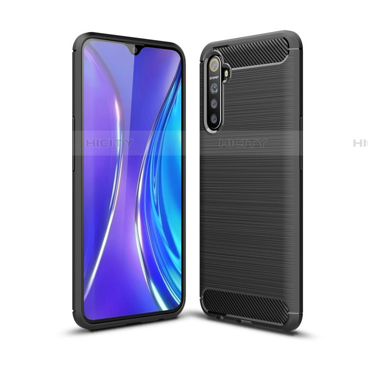 Realme XT用シリコンケース ソフトタッチラバー ライン カバー S01 Realme ブラック