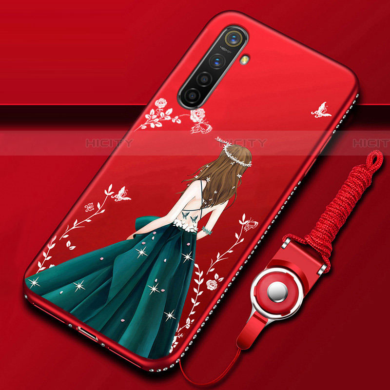 Realme XT用シリコンケース ソフトタッチラバー バタフライ ドレスガール ドレス少女 カバー Realme 